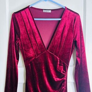 1990’s Huhot Velour Burgundy Dress Size Small